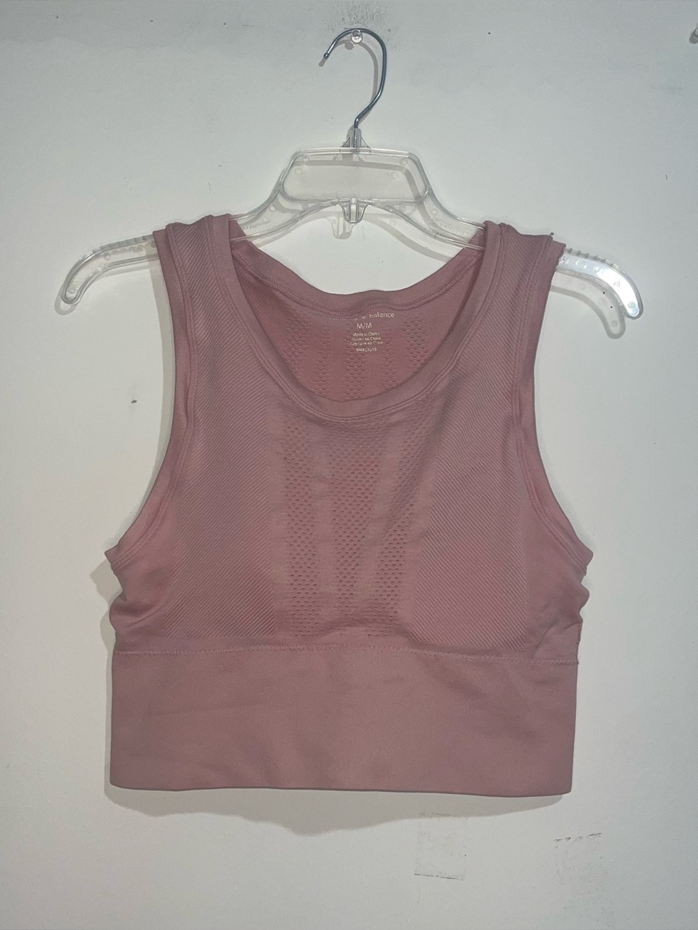 Harmony And Balance M Pink Elastic Bottom Breathable Crop Top With Padding